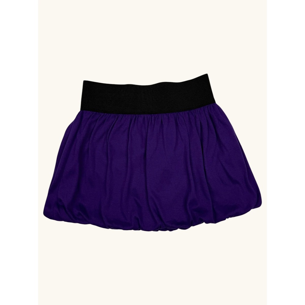 Luna Tiks Purple Bubble Mini Skirt Women Small Black Elastic Waistband USA Made